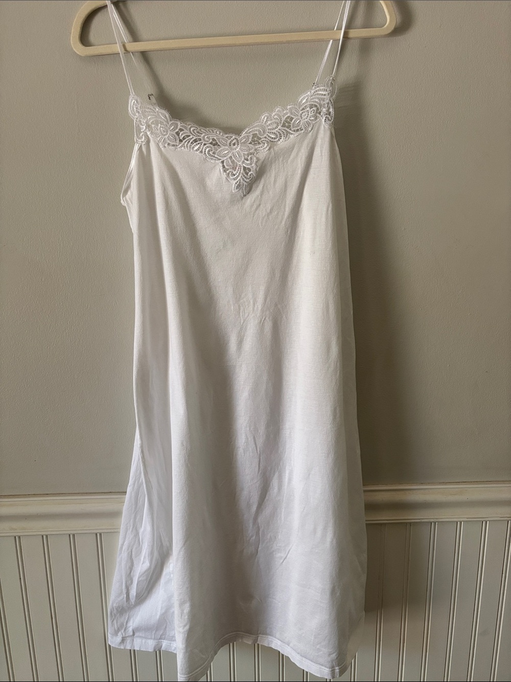Hanro Chemise Lace-Trim Slip 100% Cotton Made in Portugal